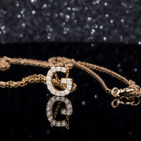 Tendance Nouvelle Minimaliste 26 Alphabet Charme Or Véritable 18K Or Blanc Rose Or Diamant de Laboratoire Cultivé Bijoux pour Femmes