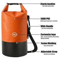 Sac étanche 500D PVC pour camping, randonnée, sports nautiques, kayak, bateau, sac à dos, 2L, 5L, 10L, 15L, 20L, 30L