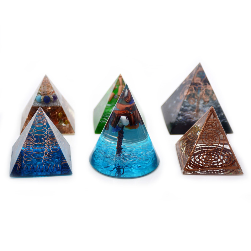 Orgone kim tự tháp chakra tinh thể chữa bệnh tinh thần kim tự tháp orgonite năng lượng tinh thể tự nhiên trang trí nhà thạch anh Châu Âu