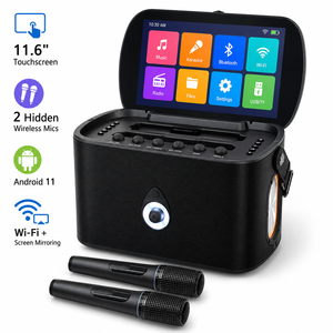 Machine de karaoké portable avec écran tactile de 11,6 pouces, deux micros sans fil, Bluetooth, Wi-Fi, système de haut-parleurs Android 11 - Product Image 1