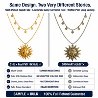 Meilleure Vente 2026 – Collier Minimaliste Plaqué Or 18K avec Pendentif Soleil en Acier Inoxydable Anti-ternissement et Chaîne Tressée Tendance pour Mariages