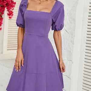 2023 Hot Sales Fashion Elegant Customized Purple Casual Dresses Sexy Short Dress For Women