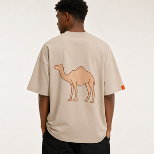 T-shirt surdimensionné en coton lourd 300 g/m² avec logo personnalisé, coupe courte et carrée, imprimé graphique au dos, streetwear, marque privée, t-shirt pour homme - Product Image 1