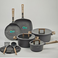 Ensemble d'ustensiles forgés 13-en-1 sans PFOA, avec pot à lait à double bec de 18 cm et casseroles de 24/28 cm, saines, résistantes aux rayures, ensemble de choix