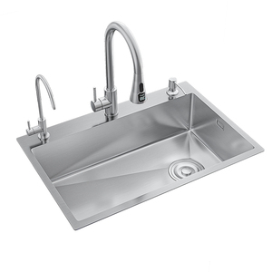 Lavello da Cucina Artigianale a Vasca Singola in Acciaio Inox con Tre Fori, Vendita Diretta dalla Fabbrica, Senza Rubinetto - Product Image 2