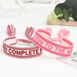 Bracelet brodé de saint-valentin fait à <span class=keywords><strong>la</strong></span> main, je vous aime, sa bête, sa beauté, bijoux, cadeau de fiançailles, gland, 10 pièces - Product Image 5