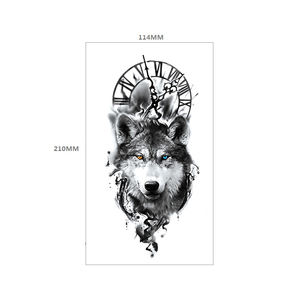 <span class=keywords><strong>Tatuaje</strong></span> Temporal de Alta Calidad para Medio <span class=keywords><strong>Brazo</strong></span>, Diseño de Calavera de <span class=keywords><strong>Lobo</strong></span>, Personalidad, Impermeable, Negro, para Adultos - Product Image 1