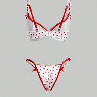 Ensemble de lingerie sexy trois pièces pour femme, style triangle, avec lacets, push-up en forme de cœur et nœud, collection Pure Desire