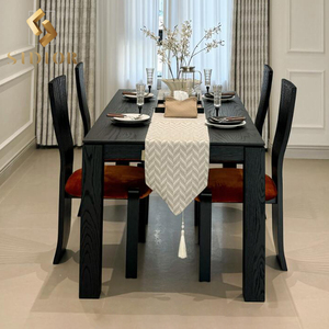 Set Tavolo da Pranzo Moderno in Legno Massello di Rovere Nero, Frassino e Noce con 4 Sedie, Tavolo e Sedie per Sala da Pranzo da 4, 6 o 8 Posti - Product Image 2