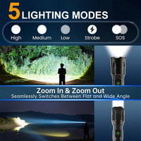 Lampe torche tactique LED rechargeable par USB Brightenlux Zoom Super Bright haute puissance, étanche, 26650, 1000 lumens, avec batterie externe