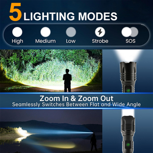 <span class=keywords><strong>Linterna</strong></span> Táctica <span class=keywords><strong>LED</strong></span> Recargable USB Brightenlux Zoom Súper Brillante de Alta Potencia, Impermeable, 26650, 1000 Lúmenes, con Banco de Energía - Product Image 2
