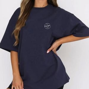 Camisetas estampadas de gran tamaño 180GSM de algodón suave de alta calidad bordadas de fábrica, camisetas grises de gran tamaño con hombros caídos para mujer - Product Image 4