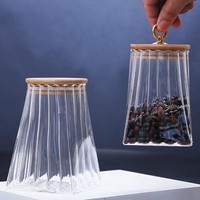 Nouveau pot de conservation carré en verre minimaliste avec couvercle en bambou, hermétique, résistant à l'humidité, compatible lave-vaisselle, fait main, écologique, pour le stockage alimentaire