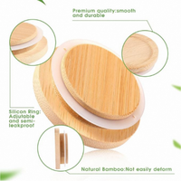 Couvercles en bambou naturel écologiques avec joints en silicone pour bocaux à large ouverture - Durables, réutilisables, étanches, de haute qualité