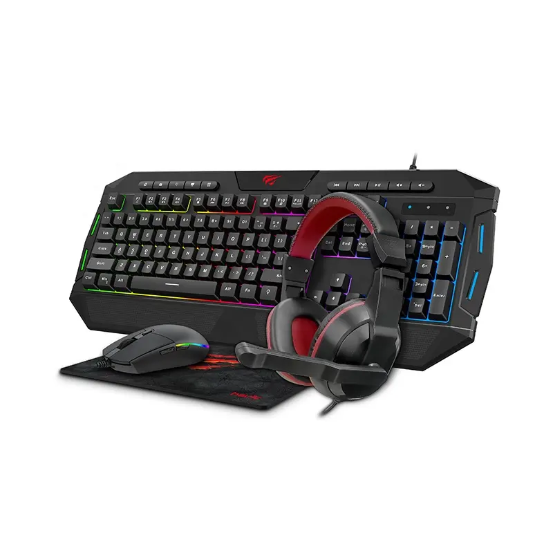 KB501CM Kombo Keyboard dan Mouse Berkabel 4 In 1 Set Kombo Permainan Gamer Headset Headphone Teclado Kombo Mouse Keyboard dengan Mouse