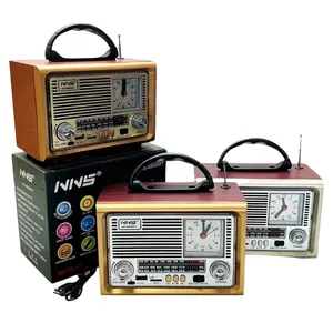 Eletree Ns-8890Bt Rechargeable Wireless Tf Card Mp3 Player Silent Battery Operated Wooden Radio With Alarm Clock