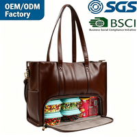 Sac à déjeuner isotherme en cuir PU tendance pour femmes, 15,6 pouces, avec compartiment pour ordinateur portable, grande capacité, sac de travail pour ordinateur portable