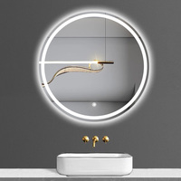Miroirs de salle de bain intelligents personnalisés Grand miroir rétroéclairé à LED demi-lune