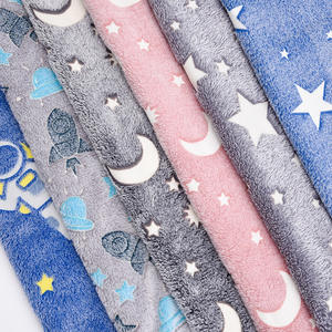 Vente flash, toucher doux, tissu en microfibre de flanelle polaire à <span class=keywords><strong>double</strong></span> <span class=keywords><strong>face</strong></span> en dobby 100% polyester, qui brille dans le noir - Product Image 2