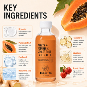Nettoyant Visage Bio à la Papaye et Vitamine C de Haute Qualité pour l'Élimination des Points Noirs, le Resserrement des Pores, l'Hydratation et le Blanchiment - Product Image 4