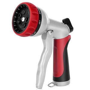 אדום כבד החובה גן צינור Nozz מים צינור זרבובית עם 7 מתכוונן תבניות ריסוס גבוהה לחץ יד מרסס - Product Image 1