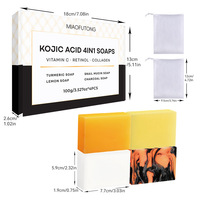 Coffret de Savons à l'Acide Kojique 4-en-1 Curcuma Citron Bave d'Escargot Charbon Actif Éclaircissant Nettoyant en Profondeur avec Filet Moussant OEM 100g X 4