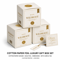 Caja de Regalo de Lujo Personalizada de Papel de Algodón con Tarjeta de Agradecimiento y Etiqueta, MOQ Bajo, Múltiples Opciones Metálicas para Marcas
