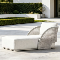 Chaise longue d'extérieur de luxe en forme d'éventail, en corde tressée, avec cadre en aluminium et coussin imperméable, pour villa, hôtel, patio – Fabrication OEM