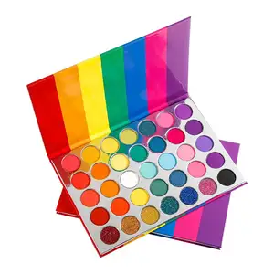 O Melhor Alto Pigmento Cosméticos Maquiagem Sem Logotipo Organic Eye Makeup Custom private label logo rainbow 35 color eyeshadow palette