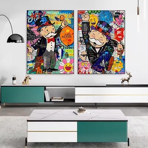 Dipinto personalizzato Pop Graffiti stampa di denaro tela di arte murale il mondo è tuo immagini moderne decorazioni per la casa che appendono dipinti - Product Image 4
