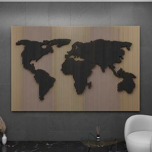 Sculpture murale en bois poli en forme de globe terrestre, éducative, moderne, caractéristique cartographique, décoration artistique de la carte du monde - Product Image 5