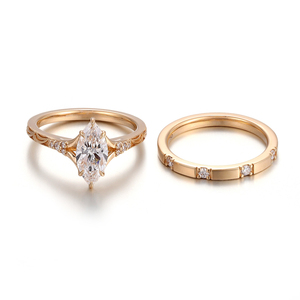 Au750 Diamond <strong>Wedding</strong> Ring Set Women <strong>Jewelry</strong> 18K Solid Gold Main Stone 1CT Marquise Cut Lab Grown Diamond <strong>Wedding</strong> Ring For Bride - Product Image 3