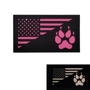 Bagliore colorato nel buio chiedi di accarezzare il cane di servizio Patch cane di servizio Patch di K-9 verde bandiera rosa Patch per la borsa tattica uniforme - Product Image 5