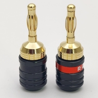 Connecteur de câble de haut-parleur plaqué or 4 mm, type banane, avec anneau de polarité rouge et noir pour borne de liaison d'amplificateur et terminal audio