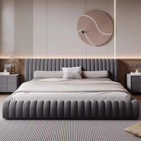 Lit en Tissu Moderne et Simple Style Ins, Luxe Léger, Europe du Nord, Tissu Technologique, Lit Tatami Grande Taille pour Chambre Parentale Personnalisable