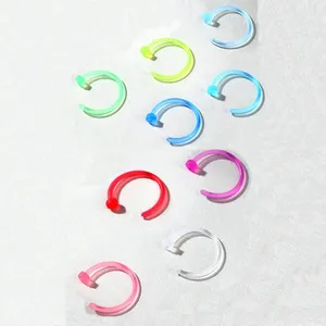 20G Nose Ring Hoop Colorful Clear Bioflex Acrylic Open Neon Nose Retainer Tragus Cartilage Helix Earrings Piercing for Women Men