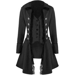 Women's Gothic Victorian <b>Tailcoat</b> Jacket with Lace Trim Medieval Pirate Costume Coat - Product Image 2