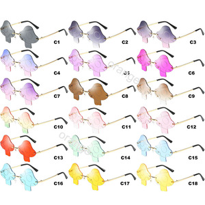 แว่นกันแดดทรงเห็ดสำหรับผู้หญิงผู้ชาย ทรงไม่สมมาตรไร้กรอบโลหะ แว่นกันแดดแฟชั่นสำหรับงานปาร์ตี้สีลูกกวาด - Product Image 6