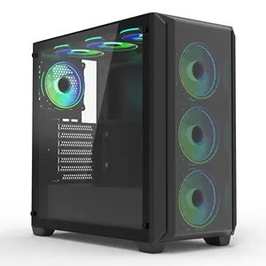 2023 Hot Selling Top Brand Gaming Pc Case Tempered Glass Panel Full View Desktop Computer Case RGB Fan ATX Case Pc Cabinet