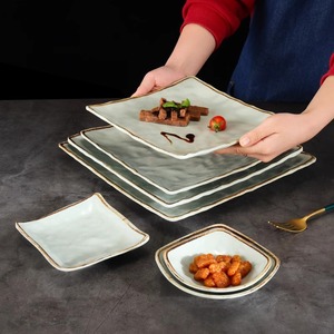 <b>Melamine</b> <b>plates</b>, imitation porcelain plastic cold dish <b>plates</b>, hotel restaurant commercial square upturned corner <b>plates</b>, - Product Image 1