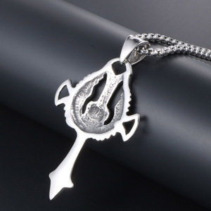 Skull <b>Cross</b> Pendant Necklace Stainless Steel Punk Rock Party Accessory SP223 - Product Image 4