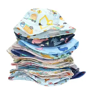 Per bambini primavera estate con stampa adorabile cappello a secchiello berretto da esterno a tesa larga traspirante protezione solare da spiaggia sport