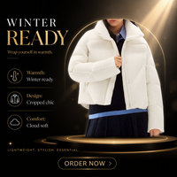 Doudoune courte pour femme à col montant, chaude et ample, idéale pour l'hiver