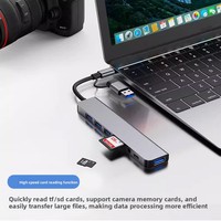 Hub USB double tête 8-en-2 Type C avec lecteur de cartes TF/SD USB 3.0 et audio 3,5 mm pour ordinateur portable