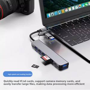 <span class=keywords><strong>Hub</strong></span> USB <span class=keywords><strong>double</strong></span> tête 8-en-2 Type C avec lecteur de cartes TF/SD USB 3.0 et audio 3,5 mm pour ordinateur portable - Product Image 3