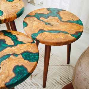 Mesas de Resina y Madera Hechas a Mano de Primera Calidad, Madera Maciza con Incrustaciones de Resina que Proporcionan una Estructura Duradera, un Diseño Elegante y Perfecto - Product Image 2