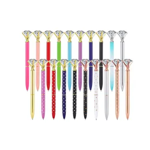 Stylo à bille en métal, grand diamant en cristal de haute qualité, nouveau produit coloré