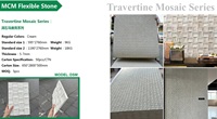 Mosaïque de travertin Carreaux de pierre d'argile modifiés texturés 3D durables pour murs et plafonds