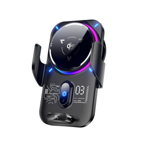 Cargador inalámbrico Qi2 de 25W con soporte magnético para coche, luz LED y diseño cyberpunk para cargar teléfonos. - Product Image 2