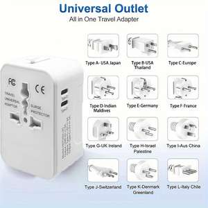 Adaptateur de voyage universel, prise américaine, portable, avec 3 ports USB (2 Type-C + 1 USB-A), sortie CC, design compact pour une utilisation mondiale - Product Image 3